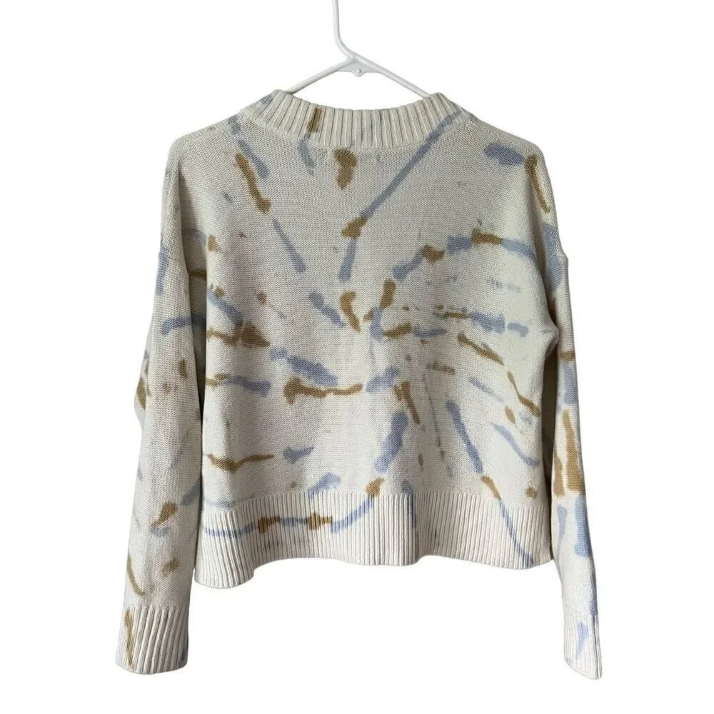 NWOT‎ Tie-Dye Broadway Cardigan Sweater size XXS Button Front Tan Cream Blue